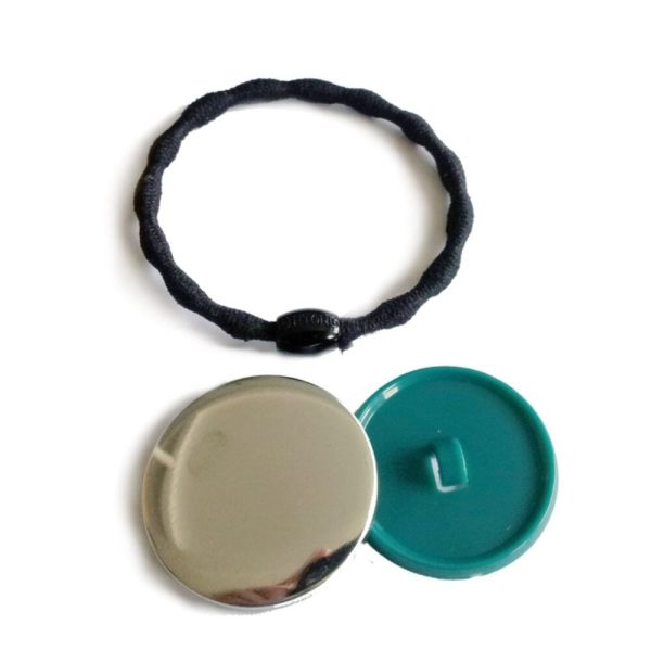 Elastic păr cu ecuson de 32 mm - negru
