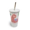 Cană metalică sublimabilă cu paie 450ml - alb irizat