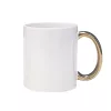 Cană albă sublimată cu mâner auriu