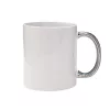 Cană albă sublimată cu mâner argintiu
