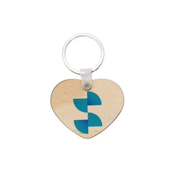 Breloc din lemn în formă de inimă cu sublimare