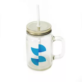 Borcan din sticla sublimabilă cu paie - transparent